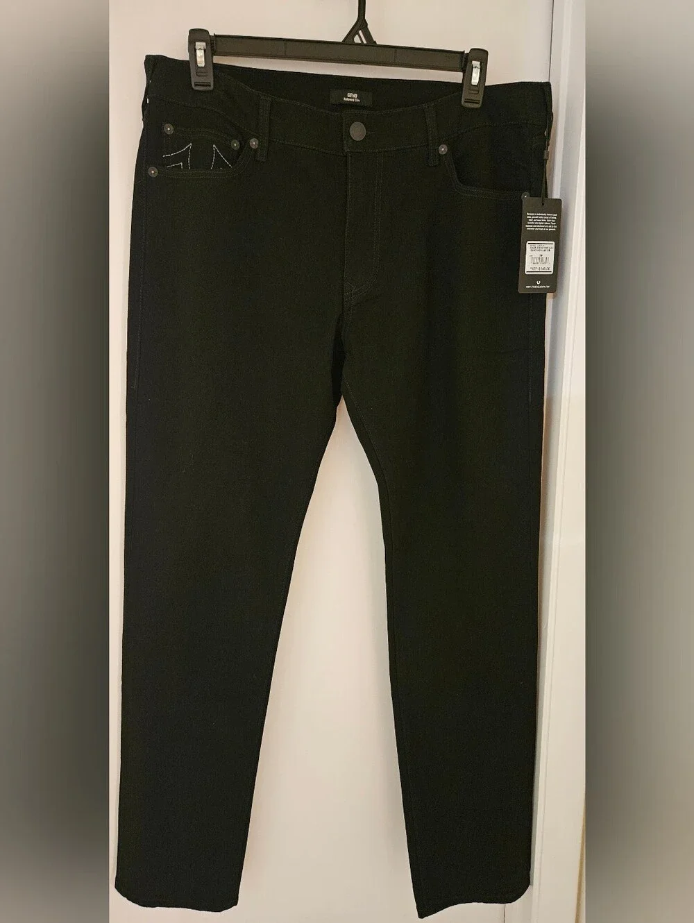 True Religion Geno No Flap Black Denim Jeans Men Size 36x32 NWT